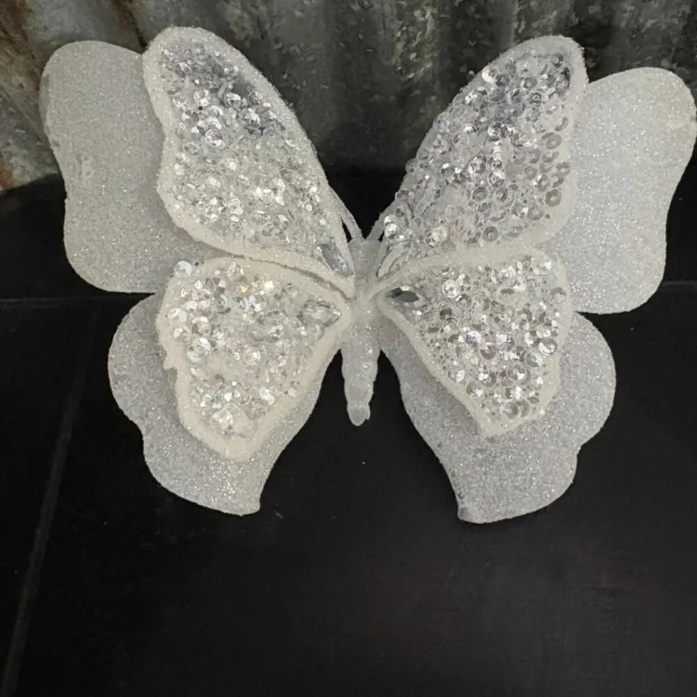 Sparkling‎ White Glitter Butterfly Decor